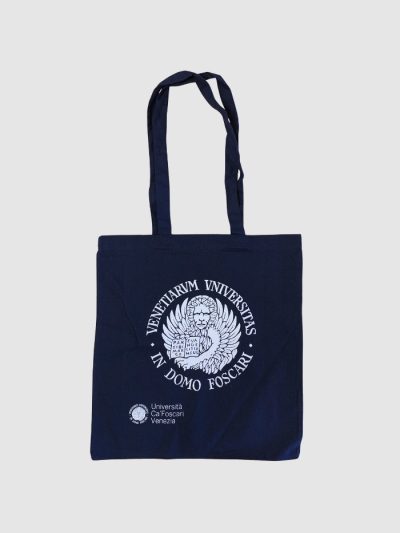 Tote bag tela blu logo grande - Blue Tote bag with large logo