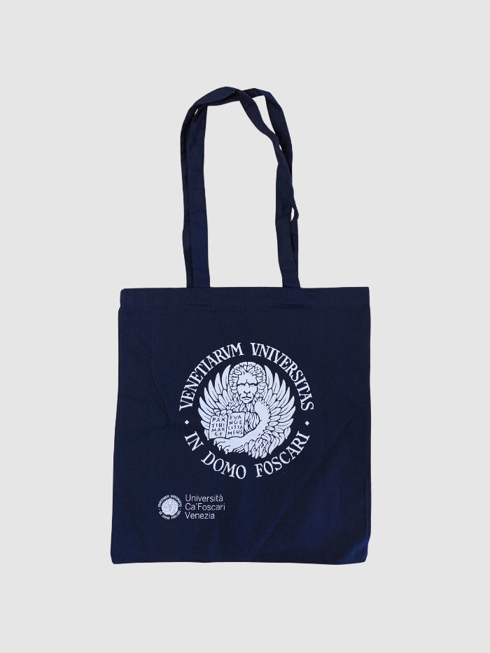 Tote bag tela blu logo grande - Blue Tote bag with large logo